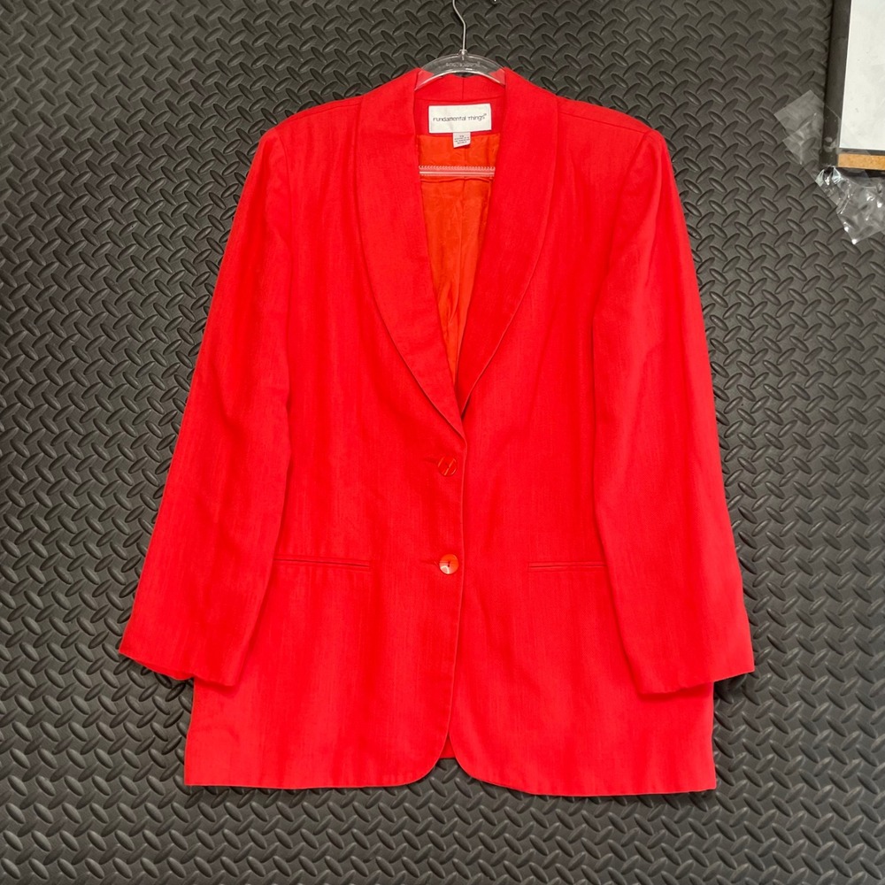 Vintage Fundamental Things Red 2 Button‎ Blazer Jacket Women's Size 14 Casual